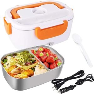 portable electric lunch box food warmer with orange handle
